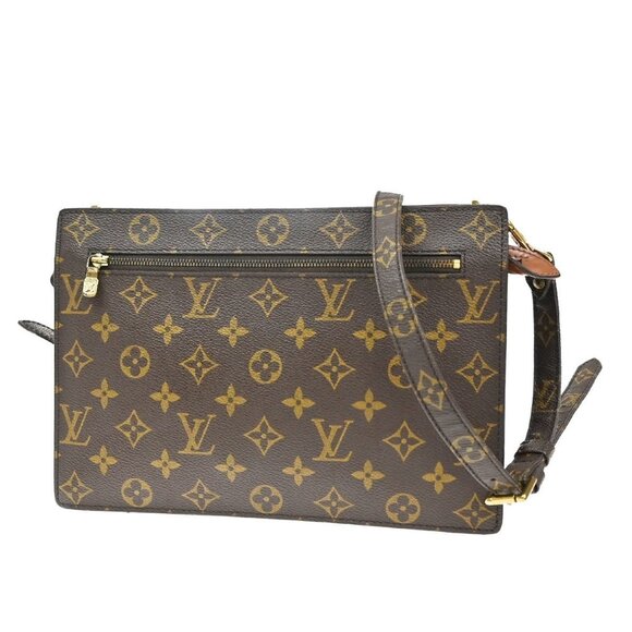 LOUIS VUITTON Enghien 2Way Shoulder Clutch Bag Monogram Leather(All pocket has p - Picture 1 of 15